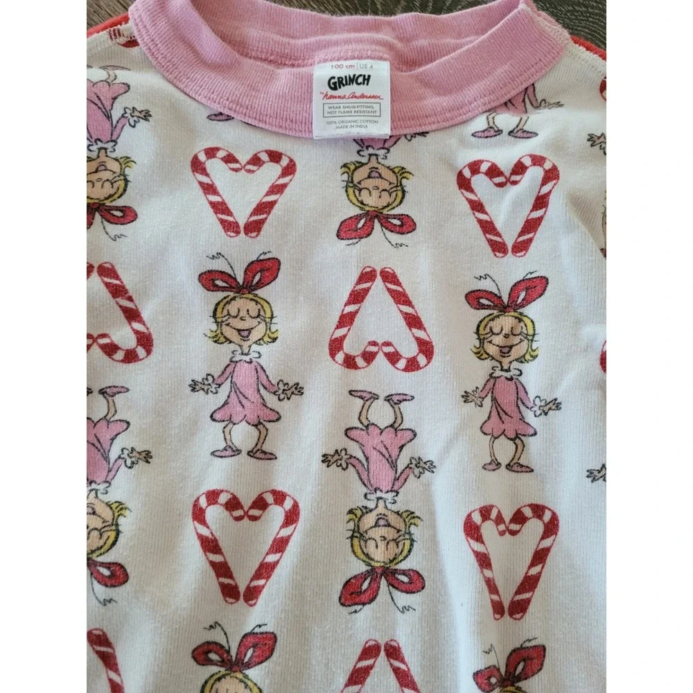 Hanna Andersson Grinch Cindy Lou Who Pajama Top Girls  4 Organic Cotton Pink #9